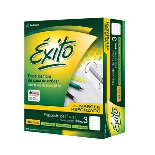 Repuesto Éxito reforzado N°3 x 480 hjs cuadriculadas