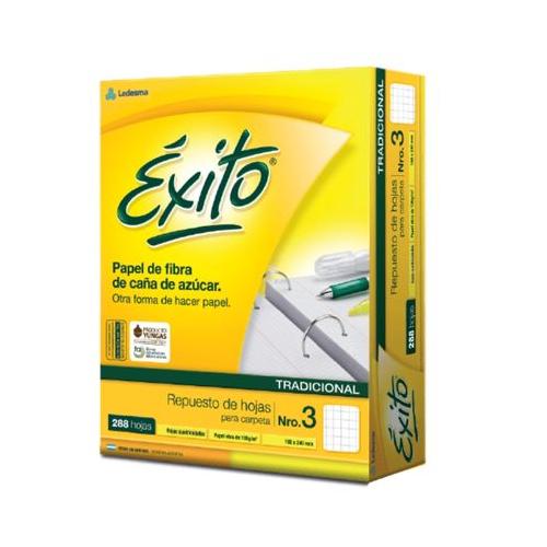 Repuesto Éxito tradicional N°3 x 288 hjs cuadriculadas