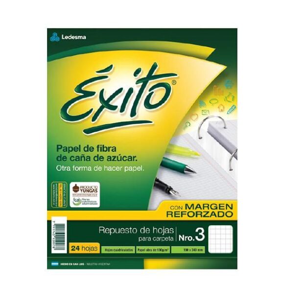 Repuesto Éxito reforzado N°3 x 24 hjs cuadriculadas