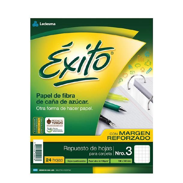 Repuesto Éxito reforzado N°3 x 24 hjs cuadriculadas
