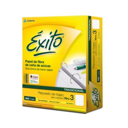 Repuesto Éxito tradicional N°3 x 480 hjs cuadriculadas