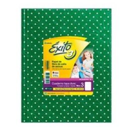 Cuaderno Éxito E3 TD - 19x24 verde oscuro con lunares 48 hjs rayadas