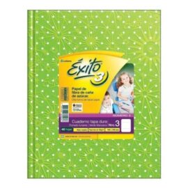 Cuaderno Éxito E3 TD - 19x24 verde manzana con lunares 48 hjs rayadas