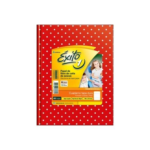 Cuaderno Éxito E1 TD - 16x21 rojo con lunares 48 hjs rayadas