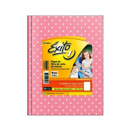 Cuaderno Éxito E1 TD - 16x21 rosa con lunares 48 hjs rayadas