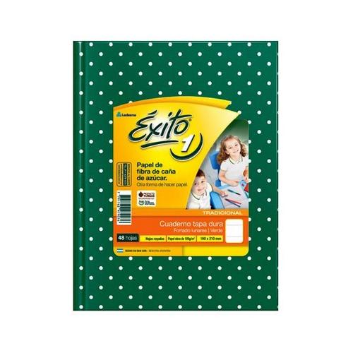 Cuaderno Éxito E1 TD - 16x21 verde oscuro con lunares 48 hjs rayadas