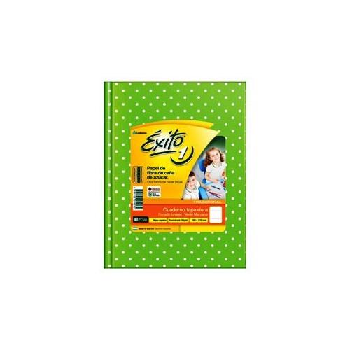 Cuaderno Éxito E1 TD - 16x21 verde manzana con lunares 48 hjs rayadas